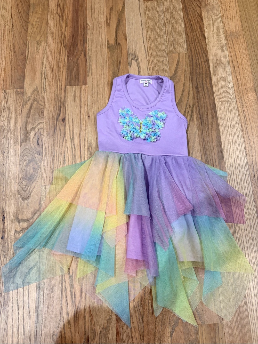 Nanette Lepore girls toddler butterfly dress with multicolor tulle skirt layers